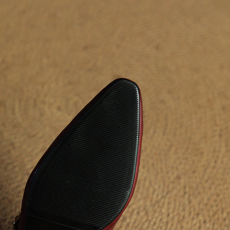 Womens Leather Mule Flats