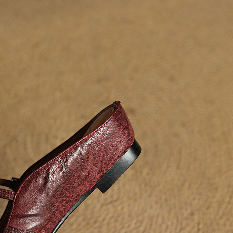 Womens Leather Mule Flats