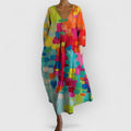 Colorful V-Neck Dress